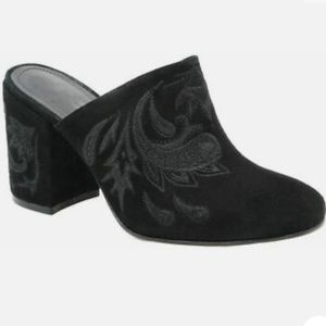 Rachel Zoe Leighton embroidered suede block heel women’s shoes Sz 9